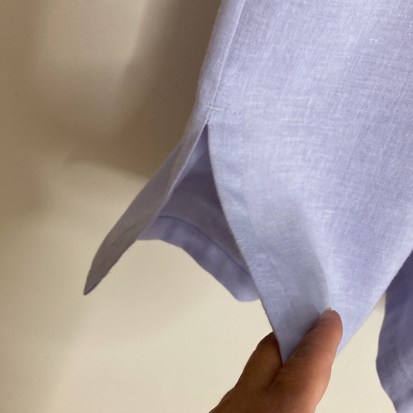 Tilley Shirt Mens Medium Blue Linen Short Sleeve Collared Relaxed Loose Canada - Picture 9 of 13